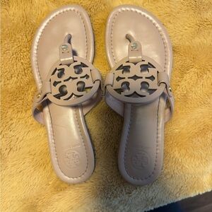 Tory Burch Blush Leather Logo Thong Sandals